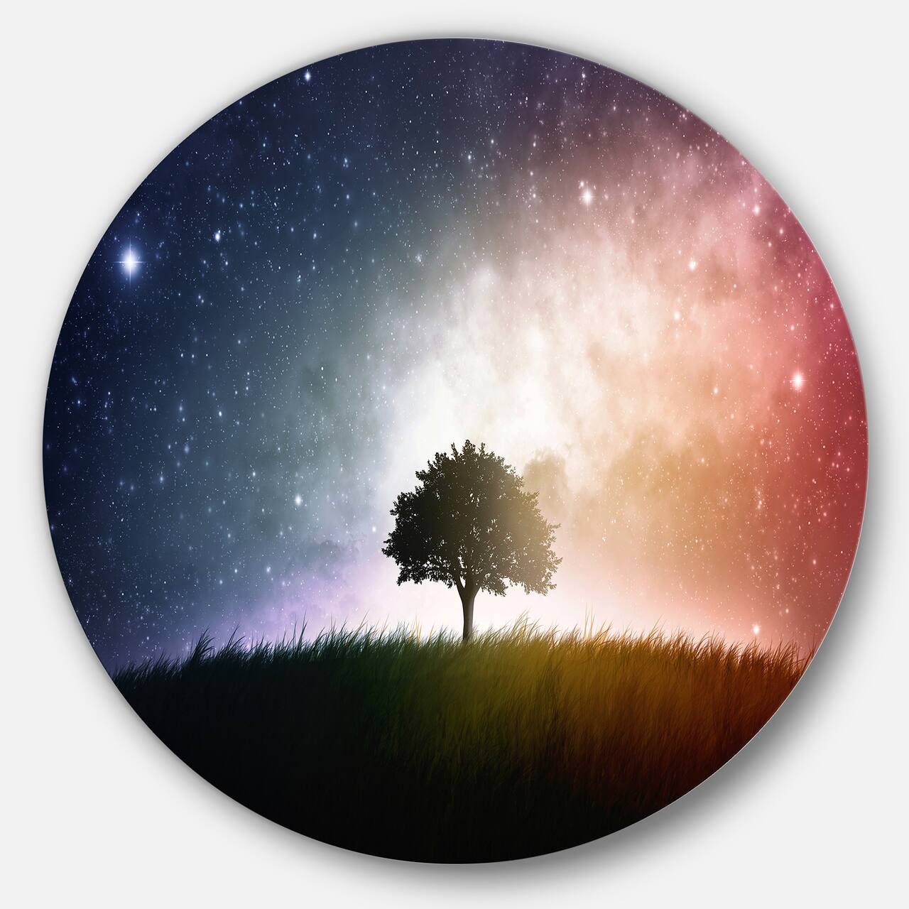Designart - Single Tree Space Background' Trees Metal Circle Wall Art